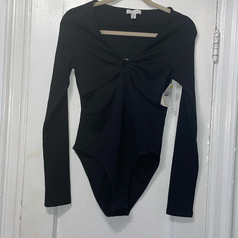 Topshop Black Cut Out Bodysuit Size S New With Tags